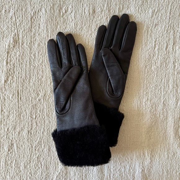UGG Single Cuff Nappa Leather Gloves w/ Cashmere Lining Black Small NWOT - Picture 5 of 8